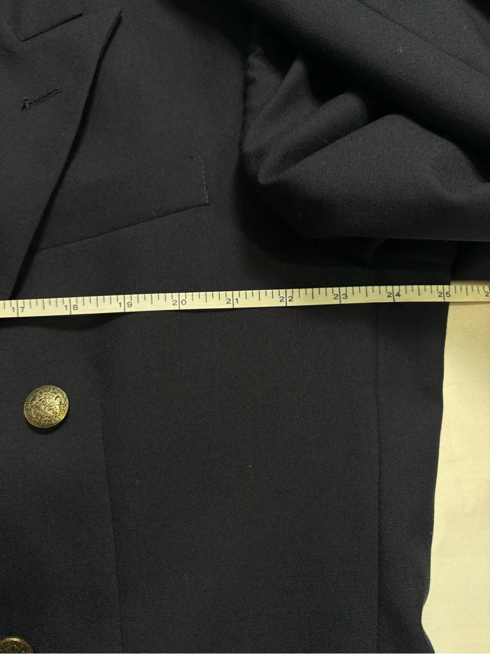 Vintage Oscar De La Renta Double-Breasted Men's Suit Blazer Size 46 Navy Blue